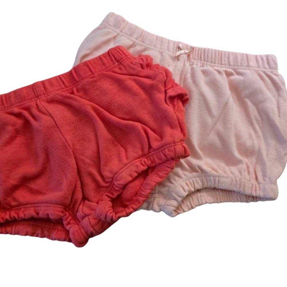 2 Pack Baby Girl Ruffle Butt Bloomers Diaper Covers Pink Coral 3-6 Months